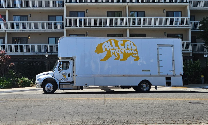 Side view of an All Cal Moving company truck, representing 35 years of industry moving experience.